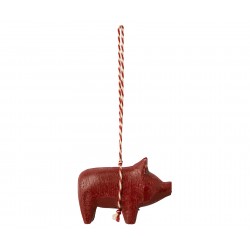 Wooden ornament, Pig - Red...