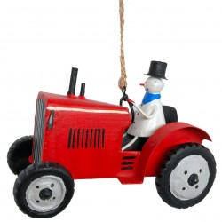 Snowman Tractor Red - Santa...