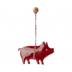 Metal ornament, Pig - Red...