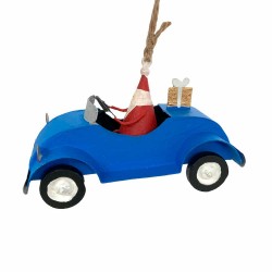 Santa in a blue vintage...