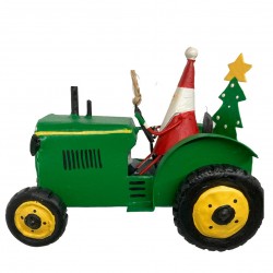 Santa drives a tractor...