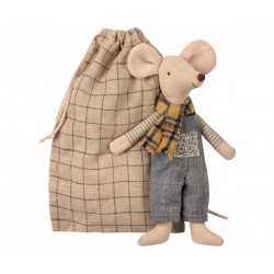 Winter mouse father in bag...